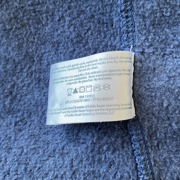 Eddie Bauer Sweater Mens XL Blue black Pullover Quarter Zip Polyester. - Picture 9 of 9
